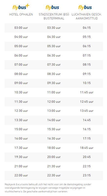 timetable flybus Reykjavik